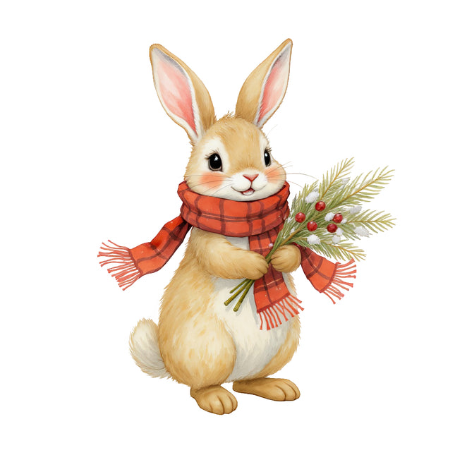 festive winter rabbit quilt block