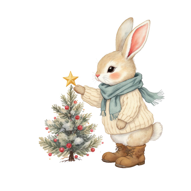 Christmas rabbit fabric panel