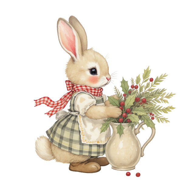 festive bunny fabric panel