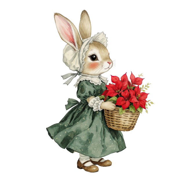 festive winter rabbit quilt block