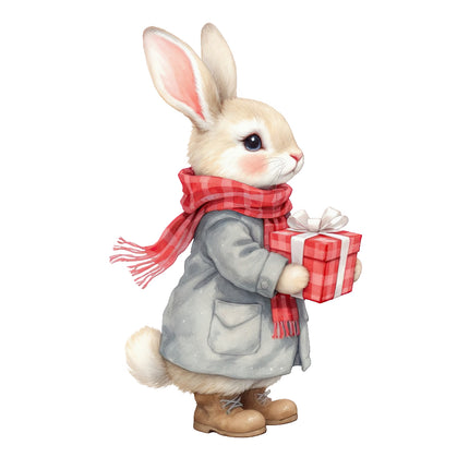winter rabbit quilt block