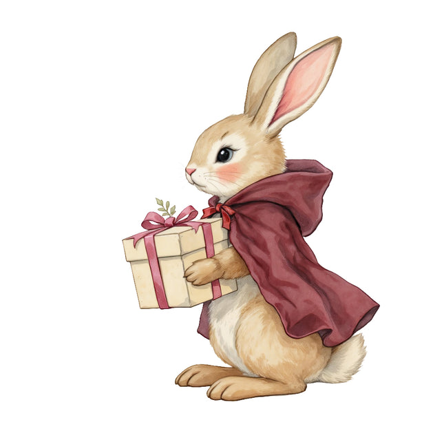winter rabbit fabric panel
