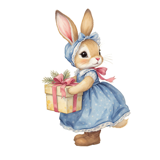 winter rabbit fabric panel