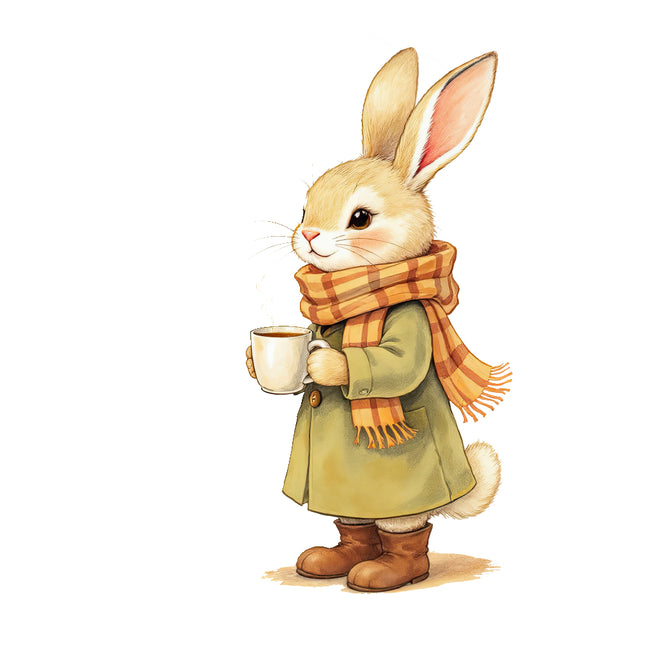 winter rabbit fabric panel