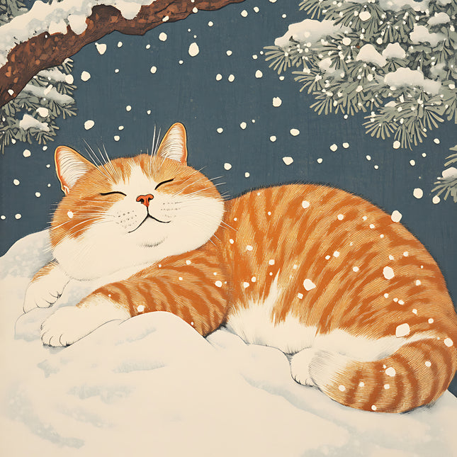 winter cat fabric panel