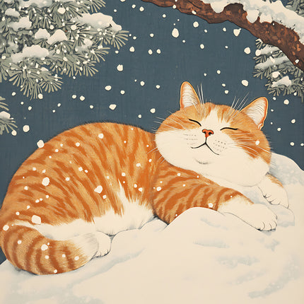 winter cat fabric panel