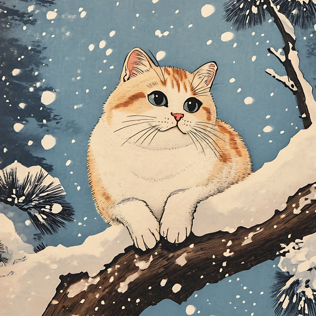 winter cat fabric panel