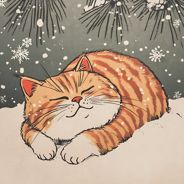 winter cat fabric panel