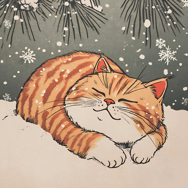 winter cat fabric panel