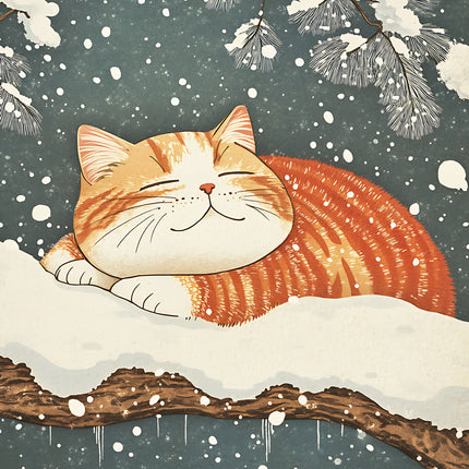 winter cat fabric panel