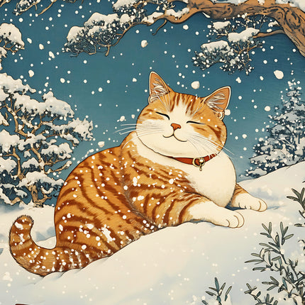 winter cat fabric panel