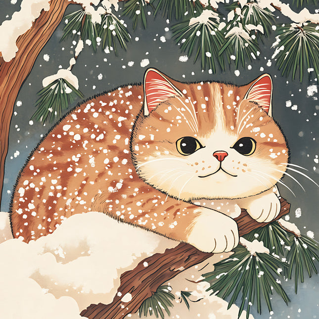 winter cat fabric panel