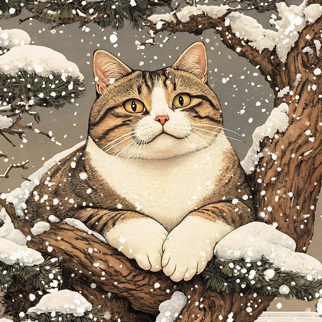 winter cat fabric panel