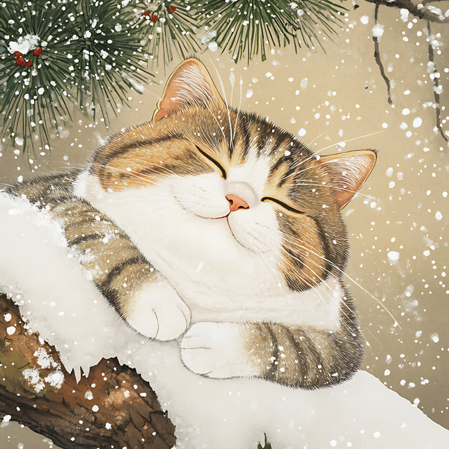 winter cat fabric panel