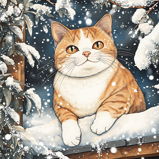 winter cat fabric panel