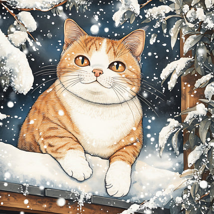 winter cat fabric panel