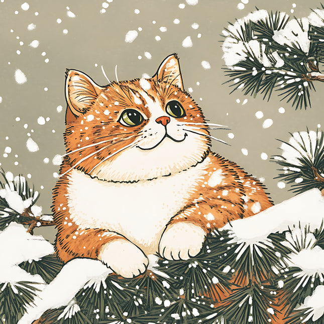 winter cat fabric panel