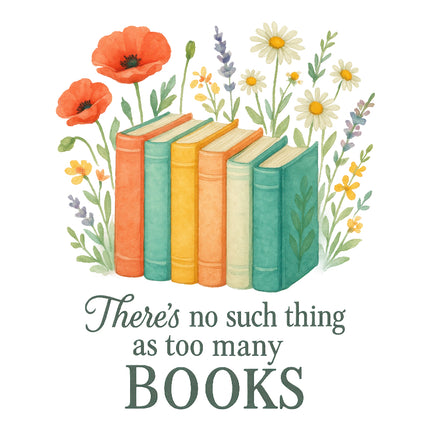 'There's no such thing as too many books' fabric panel