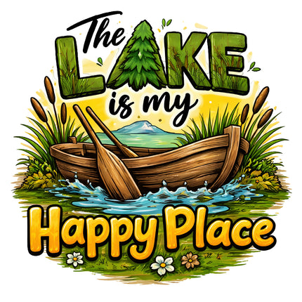 the lake is my happy place fabric panel