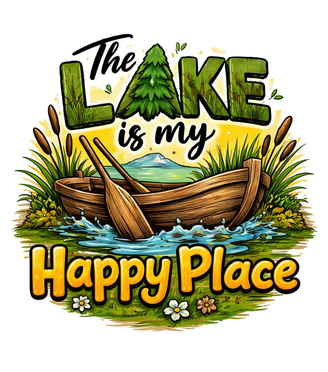 the lake is my happy place fabric panel