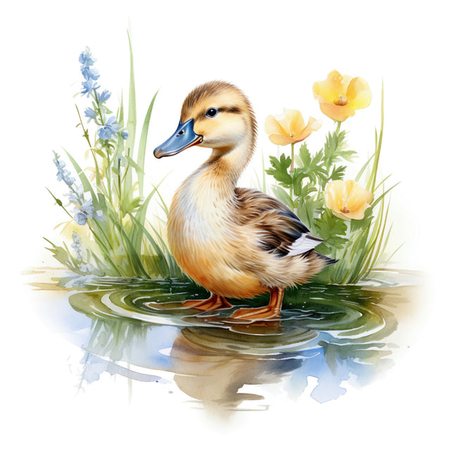 duckling on water fabric panel