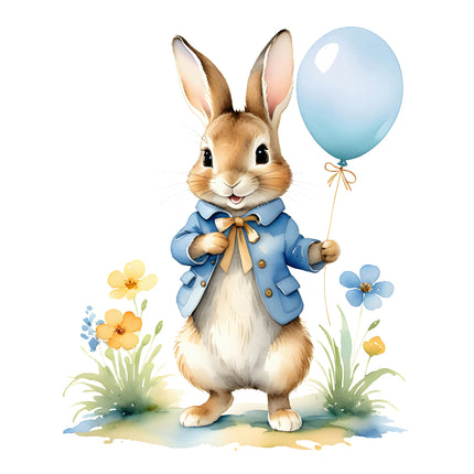 rabbit with balloon quilt block