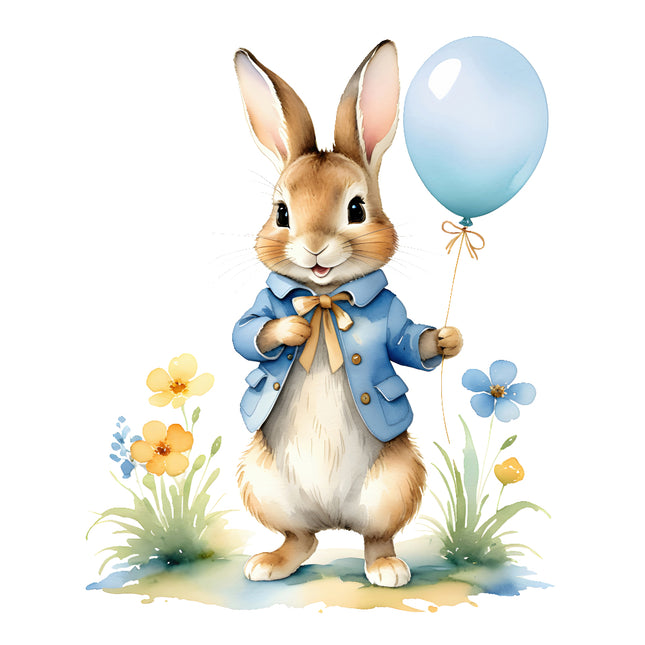 rabbit with balloon quilt block