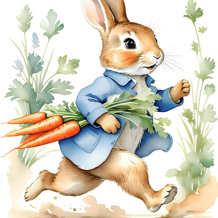 bunny rabbit with carrots quilt block