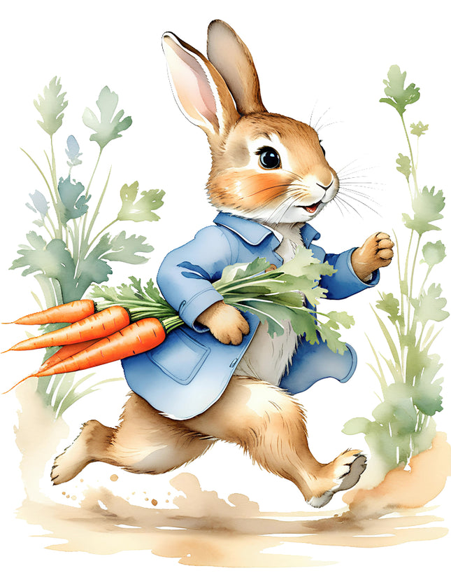 bunny rabbit with carrots quilt block