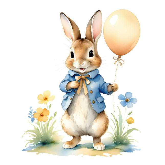 rabbit with balloon quilt block