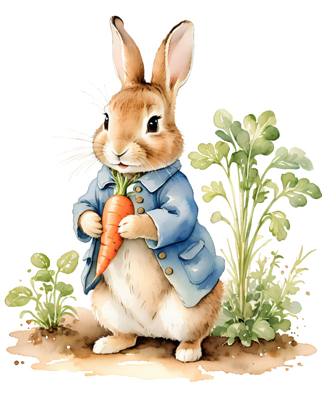 rabbit with a carrot fabric panel