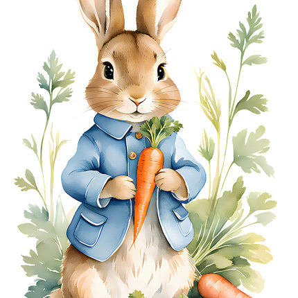 rabbit with carrots fabric panel