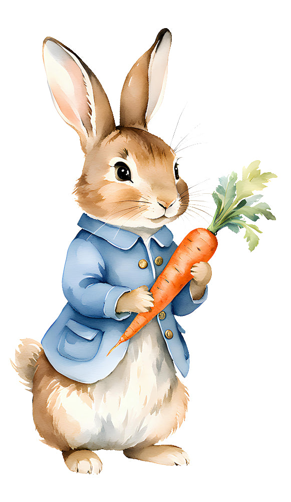 rabbit with carrot fabric panel