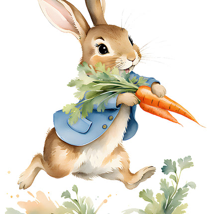 bunny rabbit with carrots quilt block