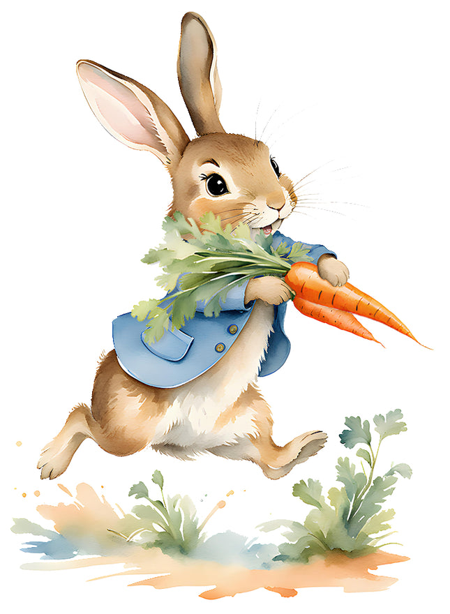 bunny rabbit with carrots quilt block