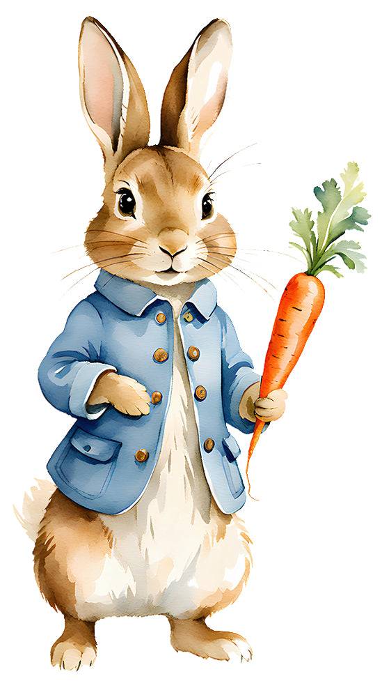 rabbit with carrot fabric panel
