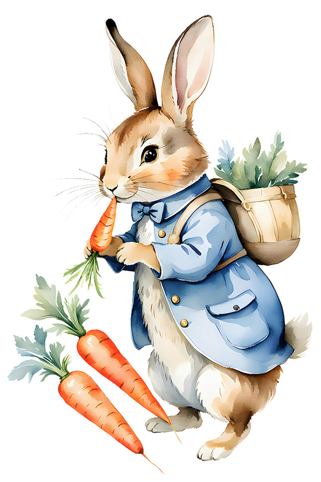 bunny rabbit with carrots fabric panel