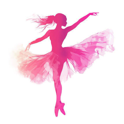 silhouette of a dancer with flowing dress fabric panel