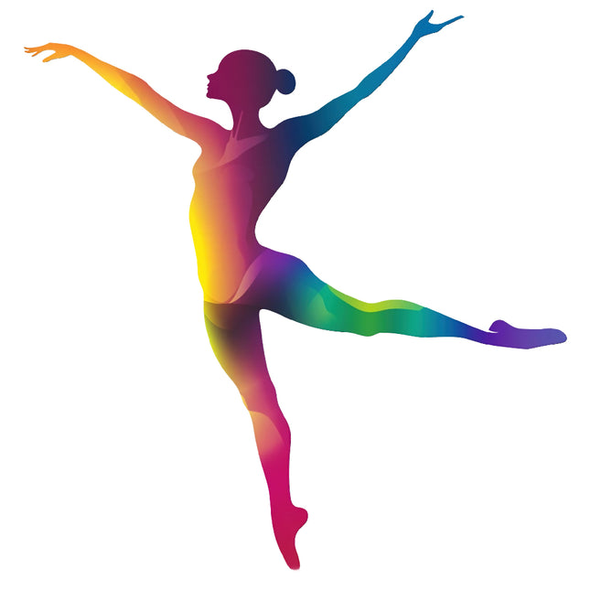 silhouette of a dancer with flowing dress fabric panel