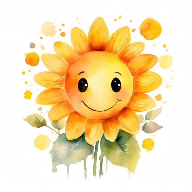 smiling sunflower with a happy face quilt block