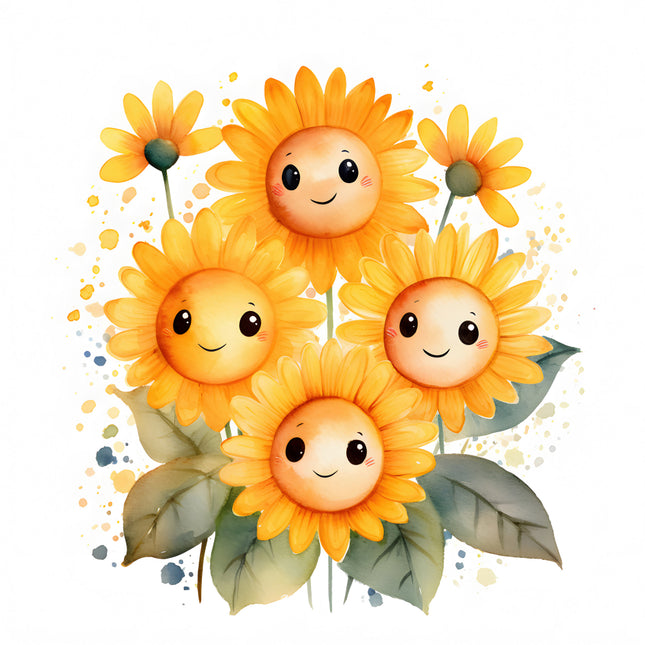 smiling sunflower with a happy face quilt block