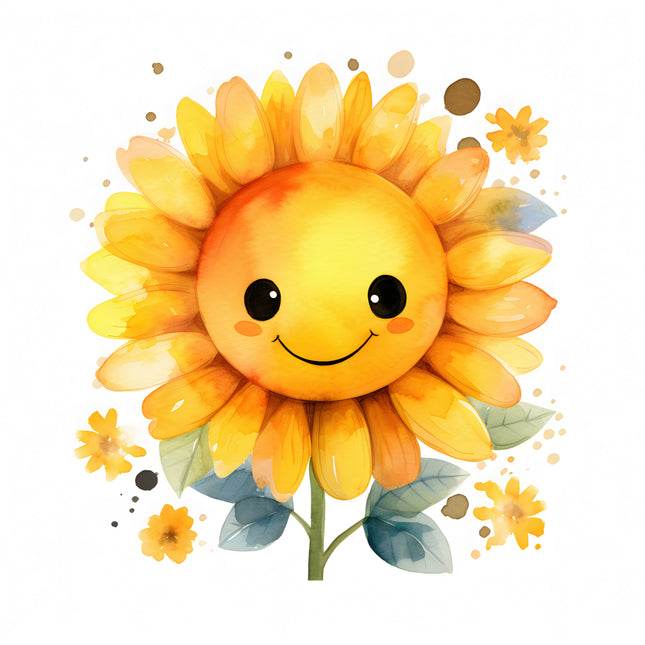 smiling sunflower with a happy face quilt block