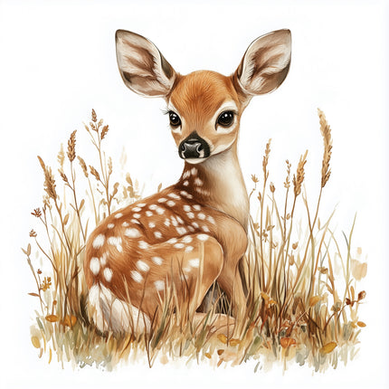 deer in tall grass fabric panel