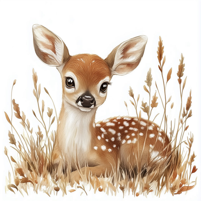 deer laying in tall grass fabric panel