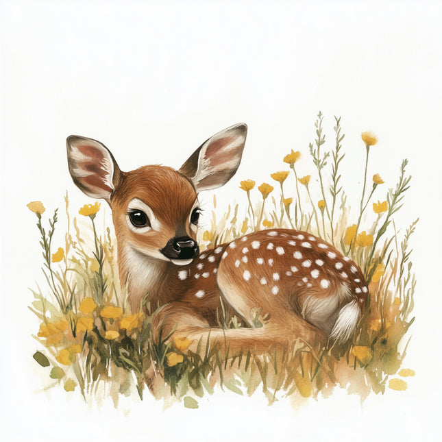 deer standing in tall grass quilt block