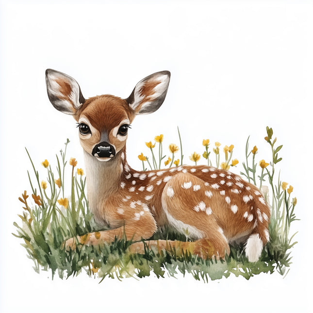 deer standing in tall grass quilt block