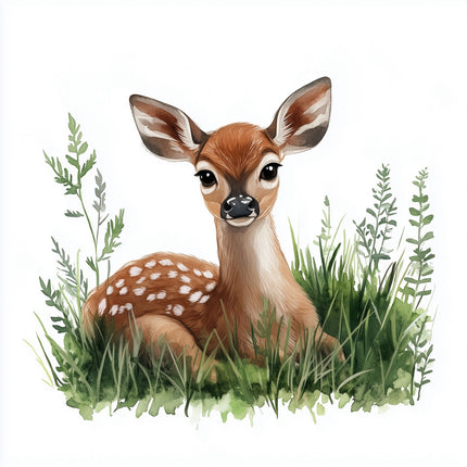 deer standing in tall grass quilt block
