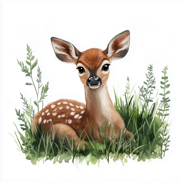 deer standing in tall grass quilt block