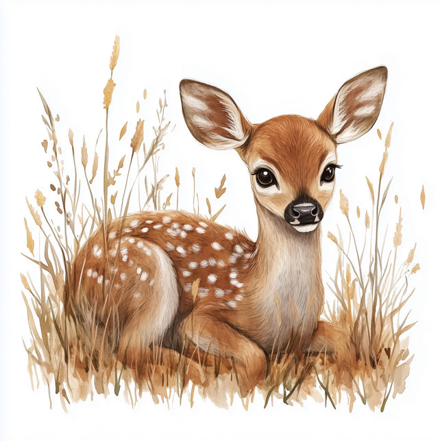 deer standing in tall grass quilt block