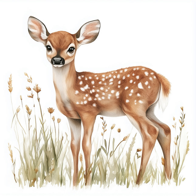 deer standing in tall grass fabric panel